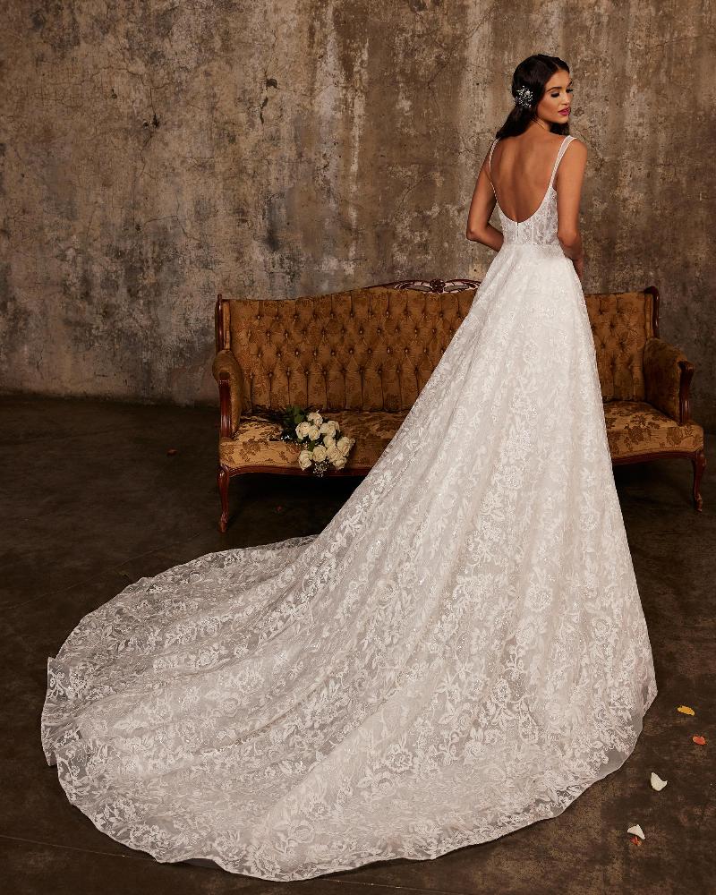122250 lace a line wedding dress with pockets and tank straps2